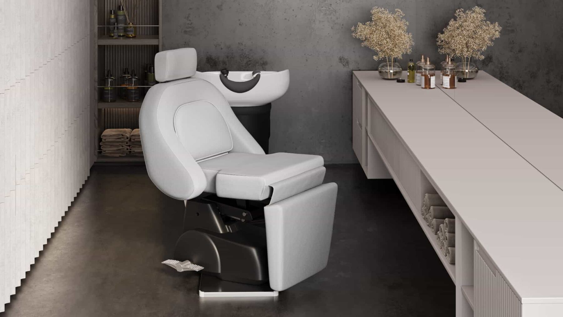 Myjnia fryzjerska leżąca premium Head Spa elektryczny obrotowy 360° – RUBINO TWIST S370F