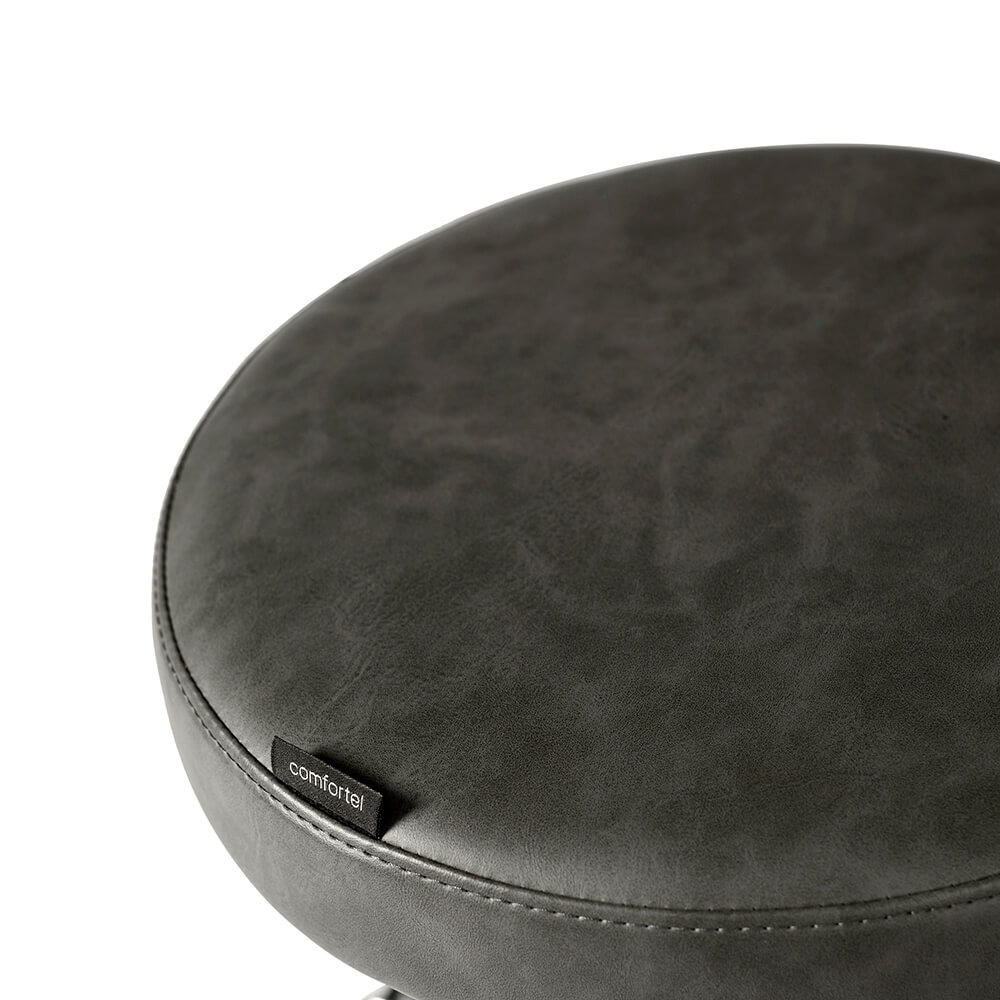 Taboret Hoker Textured Black Salon Stool with Aluminium Base - obrazek 2