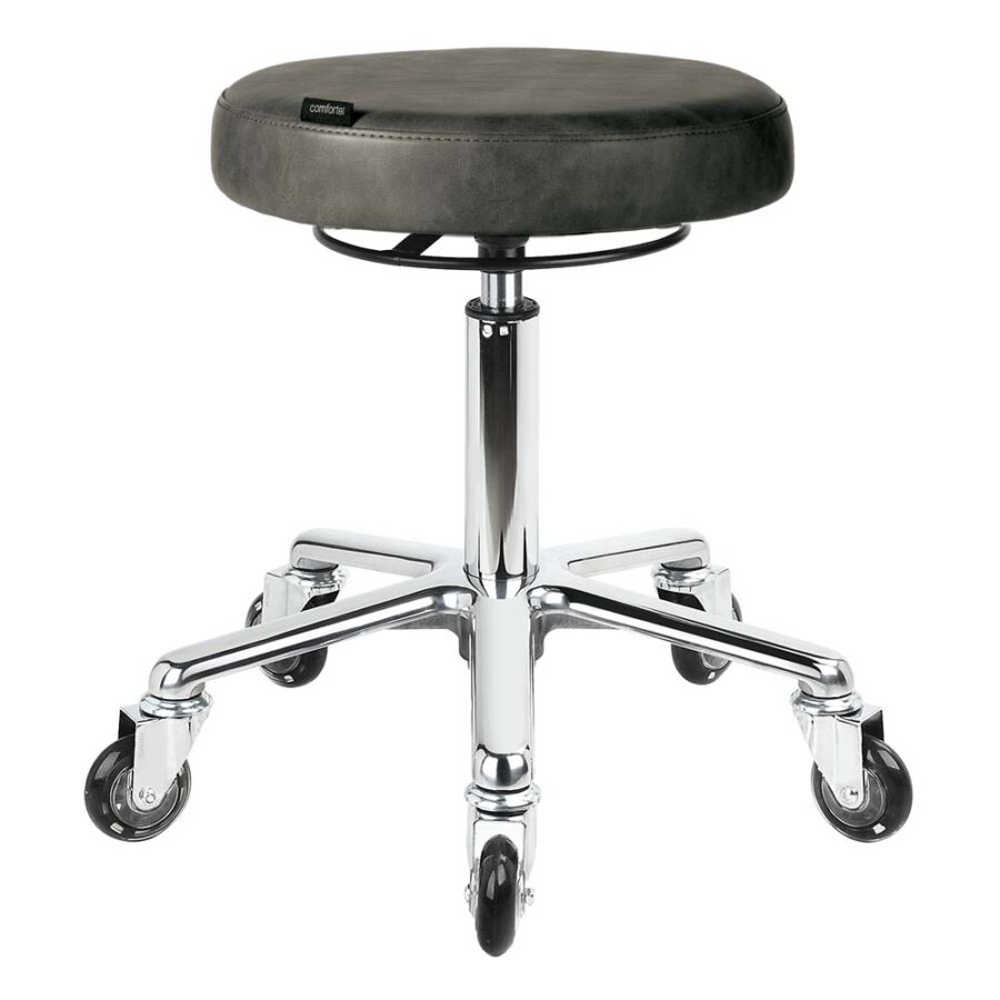 Taboret Hoker Textured Black Salon Stool with Aluminium Base
