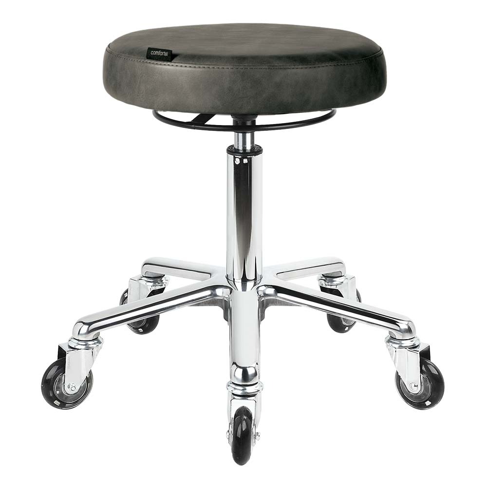 Taboret Hoker Textured Black Salon Stool with Aluminium Base