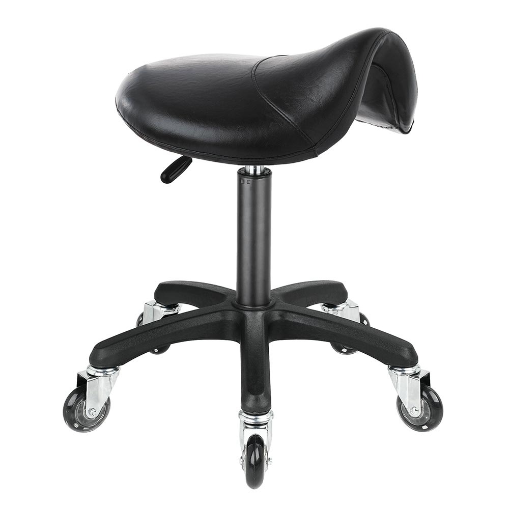 Taboret Hoker Black Saddle Salon Stool