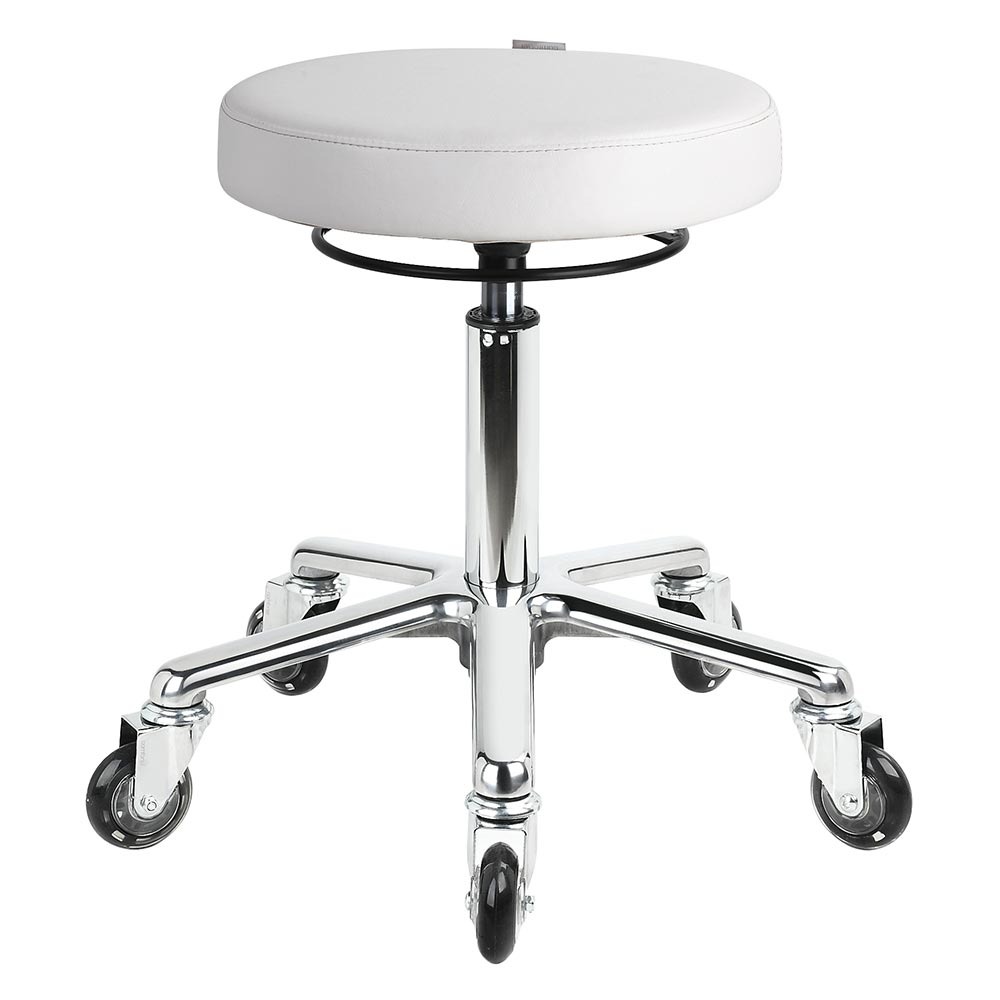 Taboret Hoker White Salon Stool with Aluminium Base