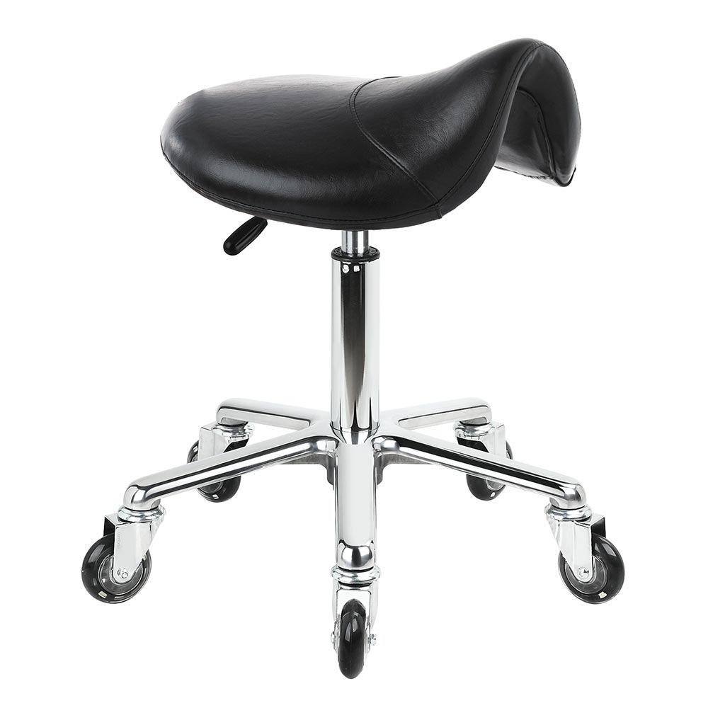 Taboret Hoker Black Saddle Salon Stool