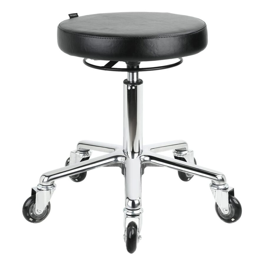 Taboret Hoker Black Salon Stool with Aluminium Base