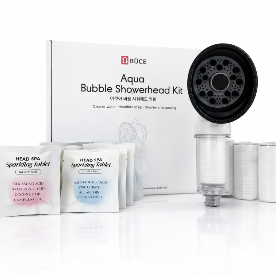 Słuchawka wielofunkcyjna - zestaw (tabletki+filtry) - BÜCE Aqua Bubble Showerhead Kit